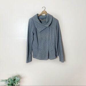 [Eddie Bauer] Gray Crossover Snap Button Long Sleeve Lightweight Knit Jacket
